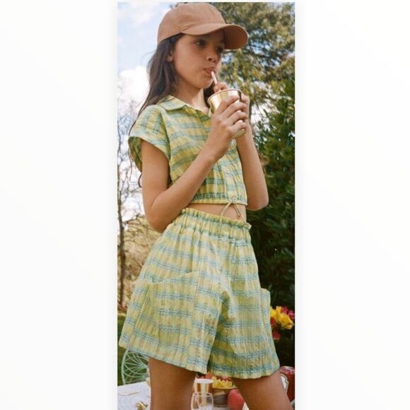 ZARA Kids | Lime Green | PLAID SHORTS - Picture 5 of 9